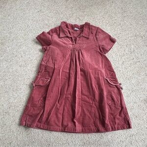 Petit Bateau Dusty Rose Velour Collared Dress